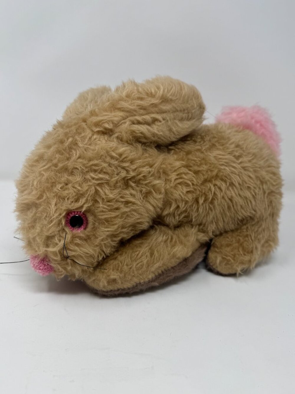 Vintage Dollcraft Bunny Rabbit Plush Brown Pink Eyes Nu Type Bunny Ears
